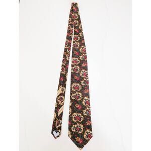 Men's Vintage Valentino Silk Tie Floral Black Red  Paisley Silk Made in Italy